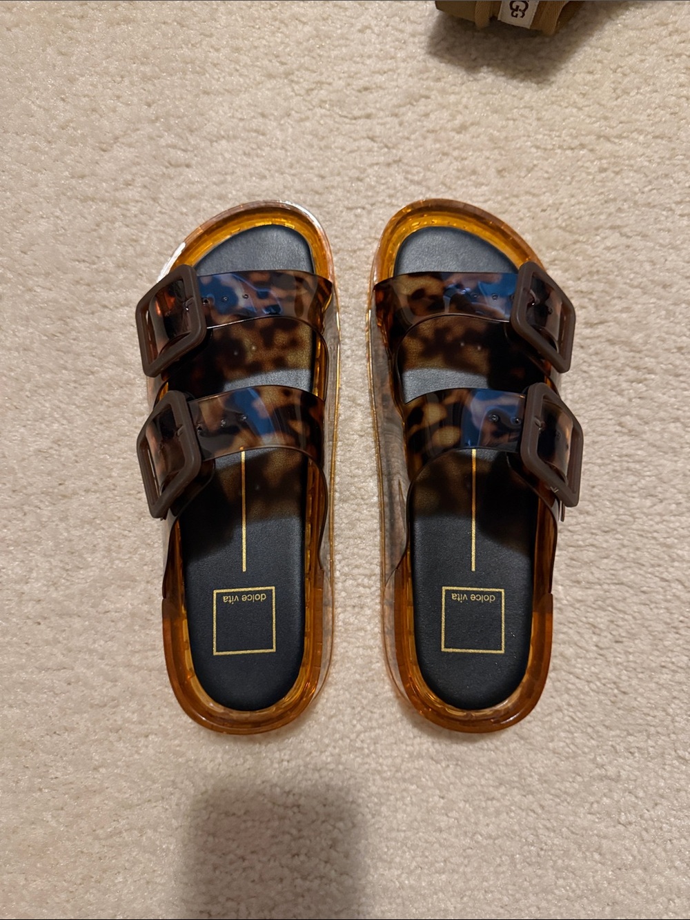 Dolce Vita Kids Tortoiseshell Double-Buckle Slide Sandals - Amber Brown
